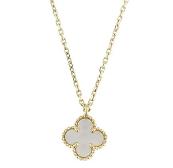 Clover Pendant Pink Mop Gold Necklace