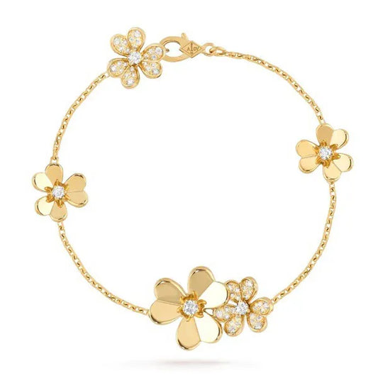 Frivole Gold 5 Flowers Bracelet