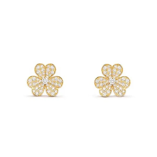 Frivole Gold Flower Diamond Earrings