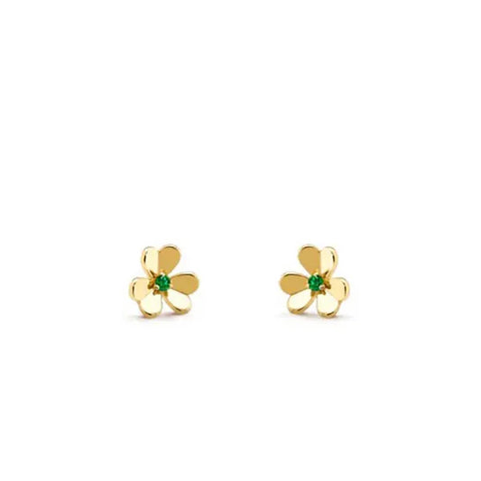 Frivole Gold Flower Malachite Earrings