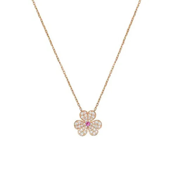 Frivole Pink Gold Flower Diamond Necklace