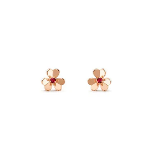 Frivole Pink Gold Flower Pink Earrings