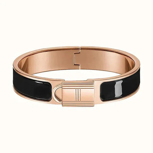 H Lock Black Pink Gold Bracelet 12mm