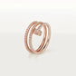 Juste Ring 1.8mm Pink Gold Double Row Diamonds Paved