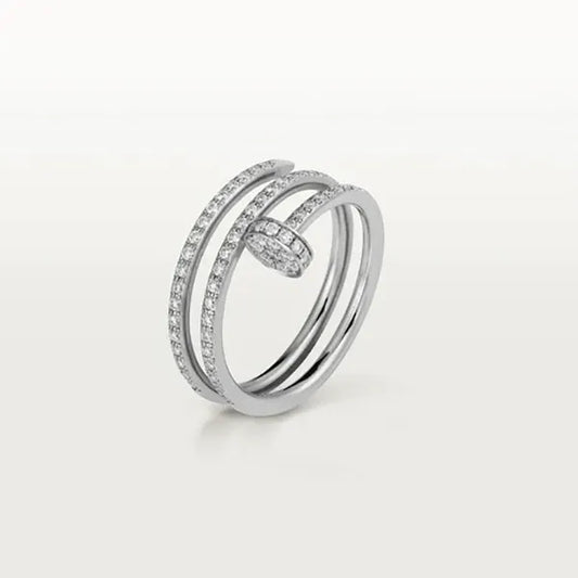 Juste Ring 1.8mm Silver Double Row Diamonds Paved