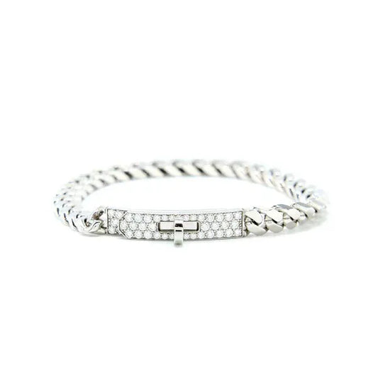 Kelly Chain Silver Diamond Bracelet