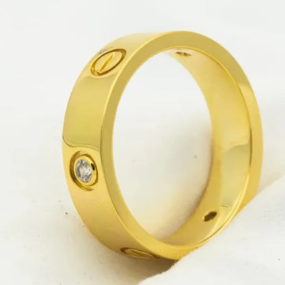 Love Ring 5.5mm 3 Diamonds Gold