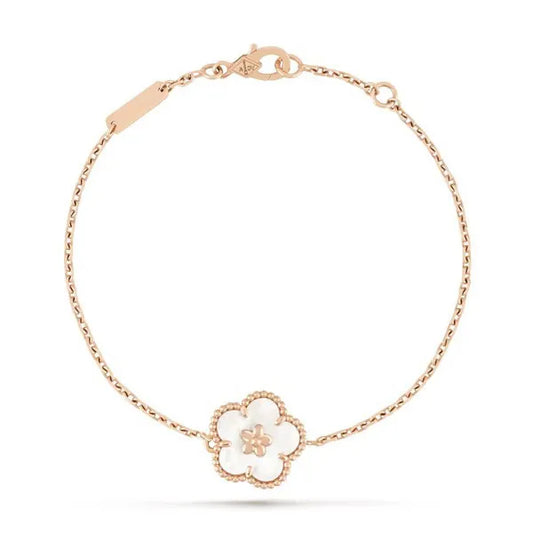 Lucky Spring White Blossom Pink Gold Bracelet