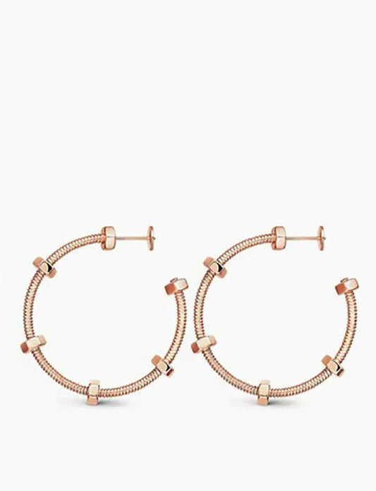 Nuts And Bolts Pink Gold Earrings