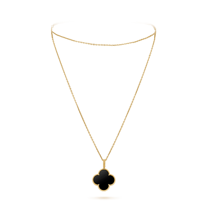 CLOVER SILVER ONYX BIG CLOVER NECKLACE