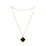 CLOVER SILVER ONYX BIG CLOVER NECKLACE