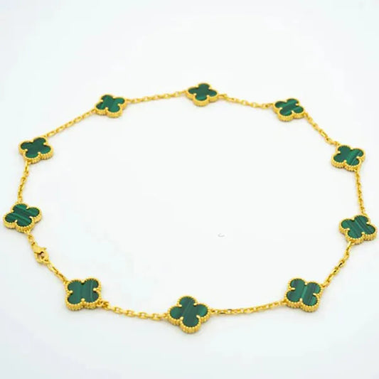 Vintage Malachite Necklace 10 Motifs Gold