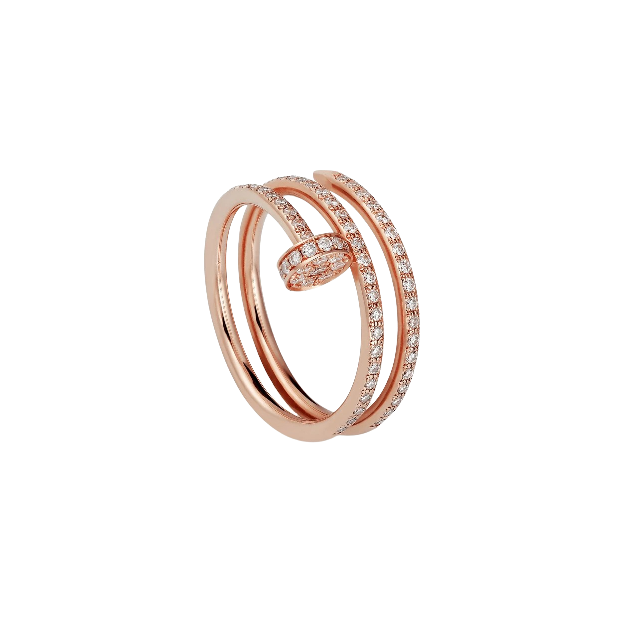 JUSTE RING 1.8MM PINK GOLD DOUBLE ROW DIAMONDS