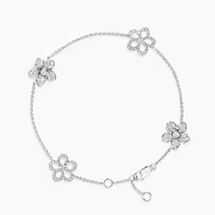 Wildflower 4 Motifs Silver Diamond Bracelet